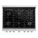 ZLINE 5-Piece Appliance Package - 36-Inch Paramount Gas Range, Wall Mount Range Hood, 36-Inch French Door Refrigerator with Water Dispenser, Dishwasher, and 30-Inch Microwave Drawer in Stainless Steel