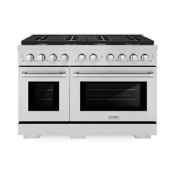 ZLINE 48-Inch Paramount Gas Range with 8 Burners and 6.7 cu. ft. Double Gas Oven in Fingerprint Resistant DuraSnow Stainless Steel (SGRS-48)