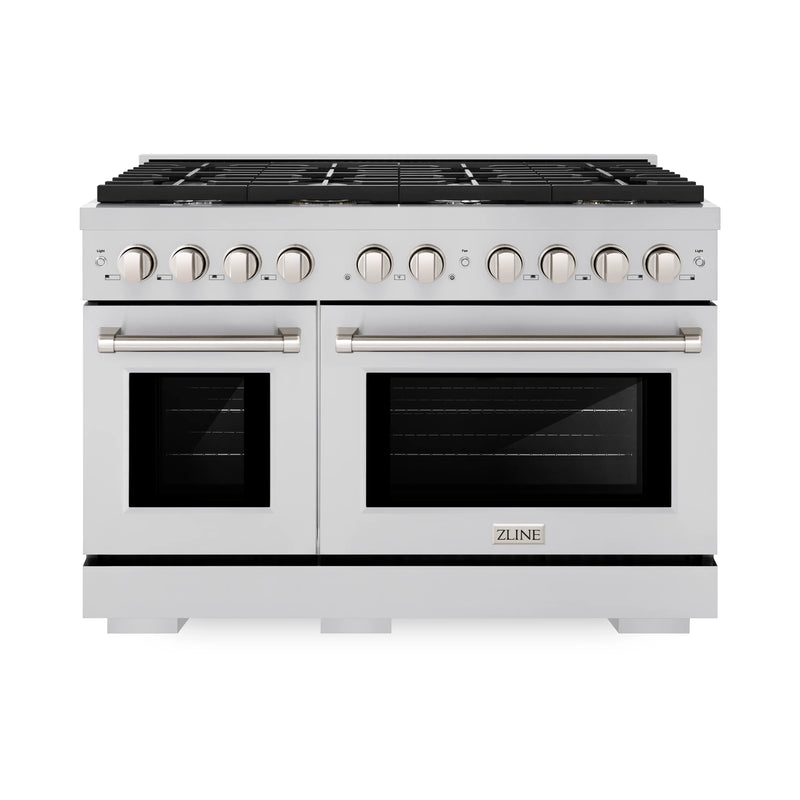 ZLINE 48-Inch Gas Range with 8 Gas Burners and 6.7 cu. ft. Gas Double Oven in Stainless Steel (SGR48)