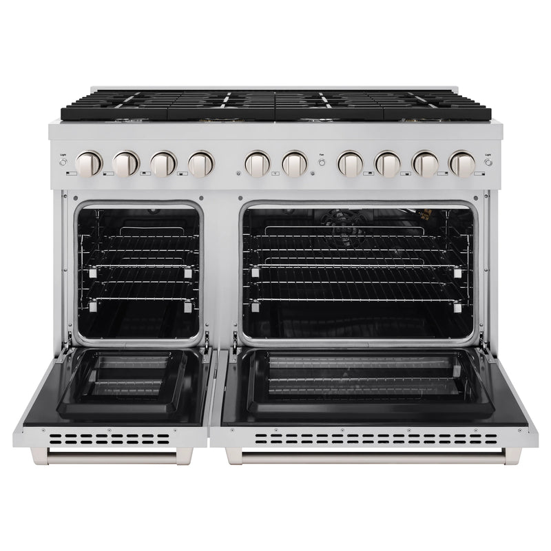 ZLINE 48-Inch Gas Range with 8 Gas Burners and 6.7 cu. ft. Gas Double Oven in Stainless Steel (SGR48)