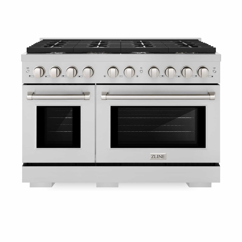 ZLINE 4-Piece Appliance Package - 48-Inch Gas Range, Tall Tub Dishwasher, Microwave Oven & Premium Hood (4KP-RGRH48-MODWV)