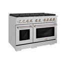 ZLINE 5-Piece Appliance Package - 48-Inch Paramount Gas Range, Wall Mount Range Hood, 36-Inch French Door Refrigerator with Water Dispenser, Dishwasher, and 30-Inch Microwave Drawer in Stainless Steel