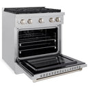 ZLINE 3-Piece Appliance Package - 30-Inch Gas Range, Microwave Oven and Dishwasher in Satin Stainless Steel (3KP-SGRSOTRHDW30)