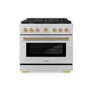 ZLINE Autograph 36-Inch Paramount Gas Range in Stainless Steel with Champagne Bronze Helix Handle (SGRZ-36-KCB)