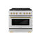 ZLINE Autograph 36-Inch Paramount Gas Range in Stainless Steel with Champagne Bronze Helix Handle (SGRZ-36-KCB)