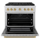ZLINE Autograph 36-Inch Paramount Gas Range in Stainless Steel with Champagne Bronze Helix Handle (SGRZ-36-KCB)
