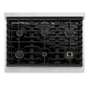 ZLINE Autograph 36-Inch Paramount Gas Range in Stainless Steel with Champagne Bronze Helix Handle (SGRZ-36-KCB)