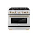 ZLINE Autograph 36-Inch Paramount Gas Range in Stainless Steel with Polished Gold Helix Handle (SGRZ-36-KG)