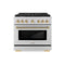 ZLINE Autograph 36-Inch Paramount Gas Range in Stainless Steel with Polished Gold Helix Handle (SGRZ-36-KG)
