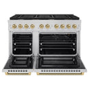 ZLINE Autograph 48-Inch Paramount Gas Range in Stainless Steel with Champagne Bronze Helix Handles (SGRZ-48-KCB)