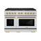 ZLINE Autograph 48-Inch Paramount Gas Range in Stainless Steel with Polished Gold Helix Handles (SGRZ-48-KG)