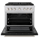 ZLINE 36-Inch 5.2 cu. ft. Paramount Gas Range with 6 Burner DuoPro™ Cooktop and Convection Gas Oven with Black Matte Door (PSGR-BLM-36)