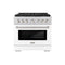 ZLINE 36-Inch 5.2 cu. ft. Paramount Gas Range with 6 Burner DuoPro™ Cooktop and Convection Gas Oven with White Matte Door (PSGR-WM-36)