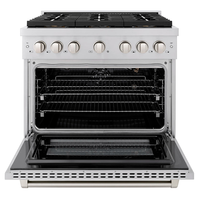 ZLINE 36-Inch 5.2 cu. ft. Paramount Gas Range with 6 Burner DuoPro™ Cooktop and Convection Gas Oven in Stainless Steel (PSGR36)