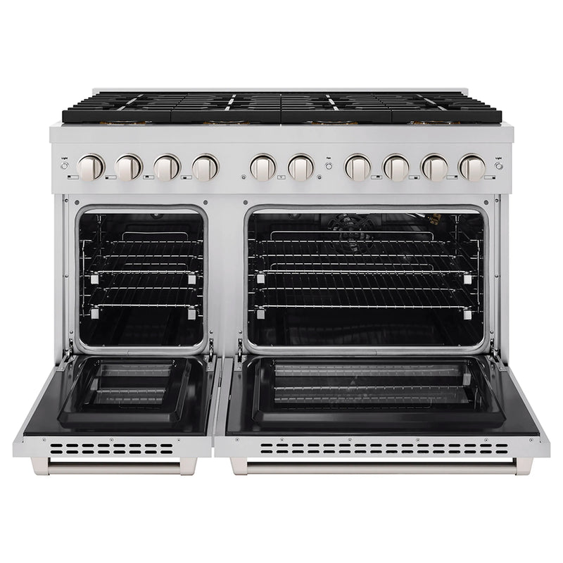 ZLINE 48-Inch 6.7 cu. ft. Paramount Gas Range with 8 Burner DuoPro™ Cooktop and Dual Ovens in Stainless Steel (PSGR48)