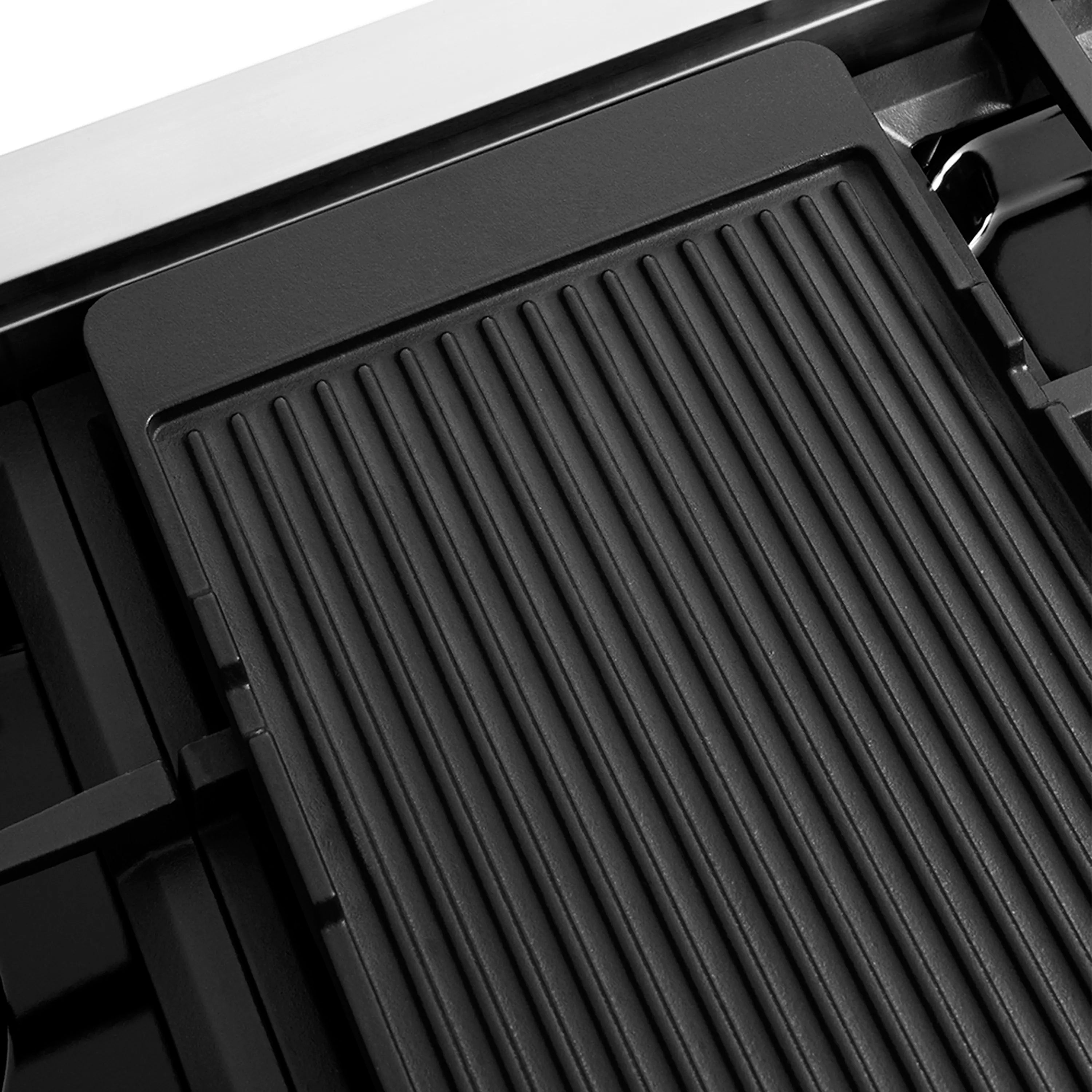 Black ridged griddle insert for the gas range cooktop