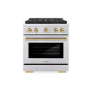 ZLINE Autograph Edition 30-Inch 4.2 cu. ft. Paramount Gas Range with 4 Burner DuoPro™ Cooktop and Convection Gas Oven in Stainless Steel with Champagne Bronze Accents (PSGRZ-30-CB)