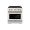 ZLINE Autograph Edition 30-Inch 4.2 cu. ft. Paramount Gas Range with 4 Burner DuoPro™ Cooktop and Convection Gas Oven in Stainless Steel with Champagne Bronze Accents (PSGRZ-30-CB)