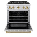 ZLINE Autograph Edition 30-Inch 4.2 cu. ft. Paramount Gas Range with 4 Burner DuoPro™ Cooktop and Convection Gas Oven in Stainless Steel with Champagne Bronze Accents (PSGRZ-30-CB)