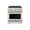 ZLINE Autograph Edition 30-Inch 4.2 cu. ft. Paramount Gas Range with 4 Burner DuoPro™ Cooktop and Convection Gas Oven in Stainless Steel with Polished Gold Accents (PSGRZ-30-G)