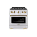 ZLINE Autograph Edition 30-Inch 4.2 cu. ft. Paramount Gas Range with 4 Burner DuoPro™ Cooktop and Convection Gas Oven in Stainless Steel with Polished Gold Accents (PSGRZ-30-G)