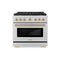 ZLINE Autograph Edition 36-Inch 5.2 cu. ft. Paramount Gas Range with 6 Burner DuoPro™ Cooktop and Convection Gas Oven in Stainless Steel and Champagne Bronze Accents (PSGRZ-36-CB)