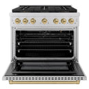 ZLINE Autograph Edition 36-Inch 5.2 cu. ft. Paramount Gas Range with 6 Burner DuoPro™ Cooktop and Convection Gas Oven in Stainless Steel and Champagne Bronze Accents (PSGRZ-36-CB)