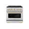 ZLINE Autograph Edition 36-Inch 5.2 cu. ft. Paramount Gas Range with 6 Burner DuoPro™ Cooktop and Convection Gas Oven in Stainless Steel and Polished Gold Accents (PSGRZ-36-G)