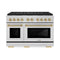 ZLINE Autograph Edition 48-Inch 6.7 cu. ft. Paramount Gas Range with 8 Burner DuoPro™ Cooktop and Dual Ovens in Stainless Steel and Champagne Bronze Accents (PSGRZ-48-CB)