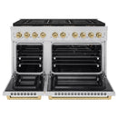 ZLINE Autograph Edition 48-Inch 6.7 cu. ft. Paramount Gas Range with 8 Burner DuoPro™ Cooktop and Dual Ovens in Stainless Steel and Champagne Bronze Accents (PSGRZ-48-CB)