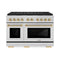 ZLINE Autograph Edition 48-Inch 6.7 cu. ft. Paramount Gas Range with 8 Burner DuoPro™ Cooktop and Dual Ovens in Stainless Steel and Polished Gold Accents (PSGRZ-48-G)