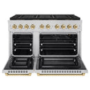 ZLINE Autograph Edition 48-Inch 6.7 cu. ft. Paramount Gas Range with 8 Burner DuoPro™ Cooktop and Dual Ovens in Stainless Steel and Polished Gold Accents (PSGRZ-48-G)