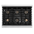 ZLINE Autograph Edition 36-Inch 5.2 cu. ft. Paramount Gas Range with 6 Burner DuoPro™ Cooktop and Convection Gas Oven with Black Matte Door and Polished Gold Accents (PSGRZ-BLM-36-G)