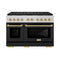 ZLINE Autograph Edition 48-Inch 6.7 cu. ft. Paramount Gas Range with 8 Burner DuoPro™ Cooktop and Dual Ovens with Black Matte Doors and Champagne Bronze Accents (PSGRZ-BLM-48-CB)