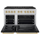 ZLINE Autograph Edition 48-Inch 6.7 cu. ft. Paramount Gas Range with 8 Burner DuoPro™ Cooktop and Dual Ovens with Black Matte Doors and Champagne Bronze Accents (PSGRZ-BLM-48-CB)
