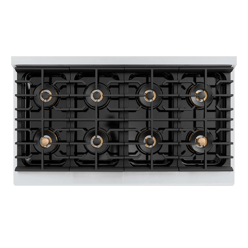 ZLINE Autograph Edition 48-Inch 6.7 cu. ft. Paramount Gas Range with 8 Burner DuoPro™ Cooktop and Dual Ovens with Black Matte Doors and Champagne Bronze Accents (PSGRZ-BLM-48-CB)