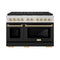 ZLINE Autograph Edition 48-Inch 6.7 cu. ft. Paramount Gas Range with 8 Burner DuoPro™ Cooktop and Dual Ovens with Black Matte Doors and Polished Gold Accents (PSGRZ-BLM-48-G)