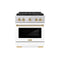ZLINE Autograph Edition 30-Inch 4.2 cu. ft. Paramount Gas Range with 4 Burner DuoPro™ Cooktop and Convection Gas Oven in Stainless Steel with White Matte Door and Polished Gold Accents (PSGRZ-WM-30-G)
