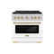 ZLINE Autograph Edition 36-Inch 5.2 cu. ft. Paramount Gas Range with 6 Burner DuoPro™ Cooktop and Convection Gas Oven with White Matte Door and Champagne Bronze Accents (PSGRZ-WM-36-CB)