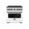 ZLINE Autograph Edition 36-Inch 5.2 cu. ft. Paramount Gas Range with 6 Burner DuoPro™ Cooktop and Convection Gas Oven with White Matte Door and Matte Black Accents (PSGRZ-WM-36-MB)