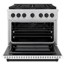 ZLINE Autograph Edition 36-Inch 5.2 cu. ft. Paramount Gas Range with 6 Burner DuoPro™ Cooktop and Convection Gas Oven with White Matte Door and Matte Black Accents (PSGRZ-WM-36-MB)