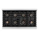 ZLINE Autograph Edition 48-Inch 6.7 cu. ft. Paramount Gas Range with 8 Burner DuoPro™ Cooktop and Dual Ovens with White Matte Doors and Champagne Bronze Accents (PSGRZ-WM-48-CB)