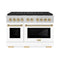 ZLINE Autograph Edition 48-Inch 6.7 cu. ft. Paramount Gas Range with 8 Burner DuoPro™ Cooktop and Dual Ovens with White Matte Doors and Polished Gold Accents (PSGRZ-WM-48-G)
