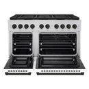 ZLINE Autograph Edition 48-Inch 6.7 cu. ft. Paramount Gas Range with 8 Burner DuoPro™ Cooktop and Dual Ovens with White Matte Doors and Matte Black Accents (PSGRZ-WM-48-MB)