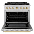 ZLINE Autograph 36-Inch Paramount DuoPro Gas Range in Stainless Steel with Bronze Helix Handle (PSGRZ-36-KCB)