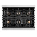 ZLINE Autograph 36-Inch Paramount DuoPro Gas Range in Stainless Steel with Bronze Helix Handle (PSGRZ-36-KCB)