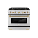 ZLINE Autograph 36-Inch Paramount DuoPro Gas Range in Stainless Steel with Gold Helix Handle (PSGRZ-36-KG)
