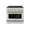 ZLINE Autograph 36-Inch Paramount DuoPro Gas Range in Stainless Steel with Gold Helix Handle (PSGRZ-36-KG)