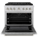 ZLINE Autograph 36-Inch Paramount DuoPro Gas Range in Stainless Steel with Nickel Helix Handle (PSGRZ-36-KPN)