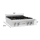 ZLINE 30-Inch Porcelain Gas Stovetop with 4 Gas Brass Burners and Griddle (RT-BR-GR-30)